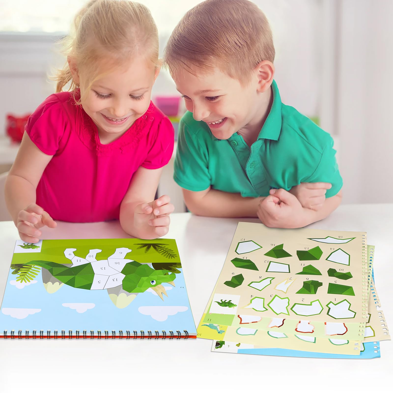 90shine Dinosaur & Underwater Sticker Books - 2 Pack with 22 Scenes for Kids Ages 4-8