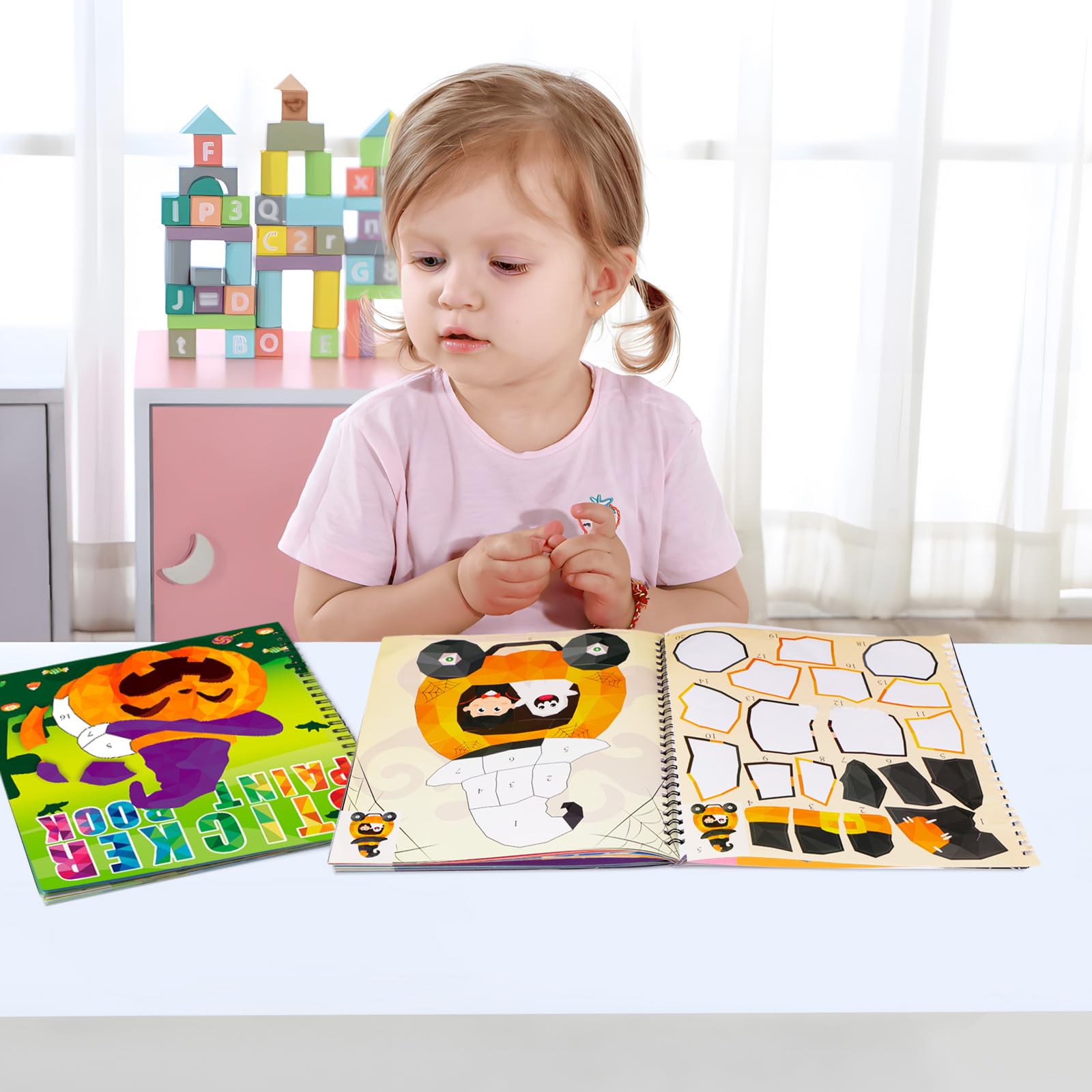 90shine Halloween Sticker Books for Kids Ages 4-8 – 2 Books with 22 Pictures to Create, Removable Stickers