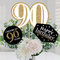 90th Birthday Centerpiece Sticks Set of 15 – Gold Table Toppers with No-Mess Glitter Print