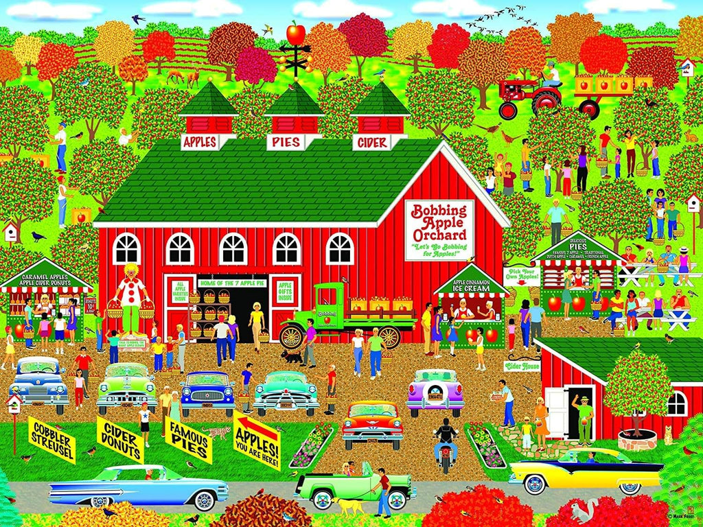 RoseArt Home Country Bobbing Apple Orchard Farm 1000-Piece Jigsaw Puzzle for Adults – Nostalgic Americana Scene