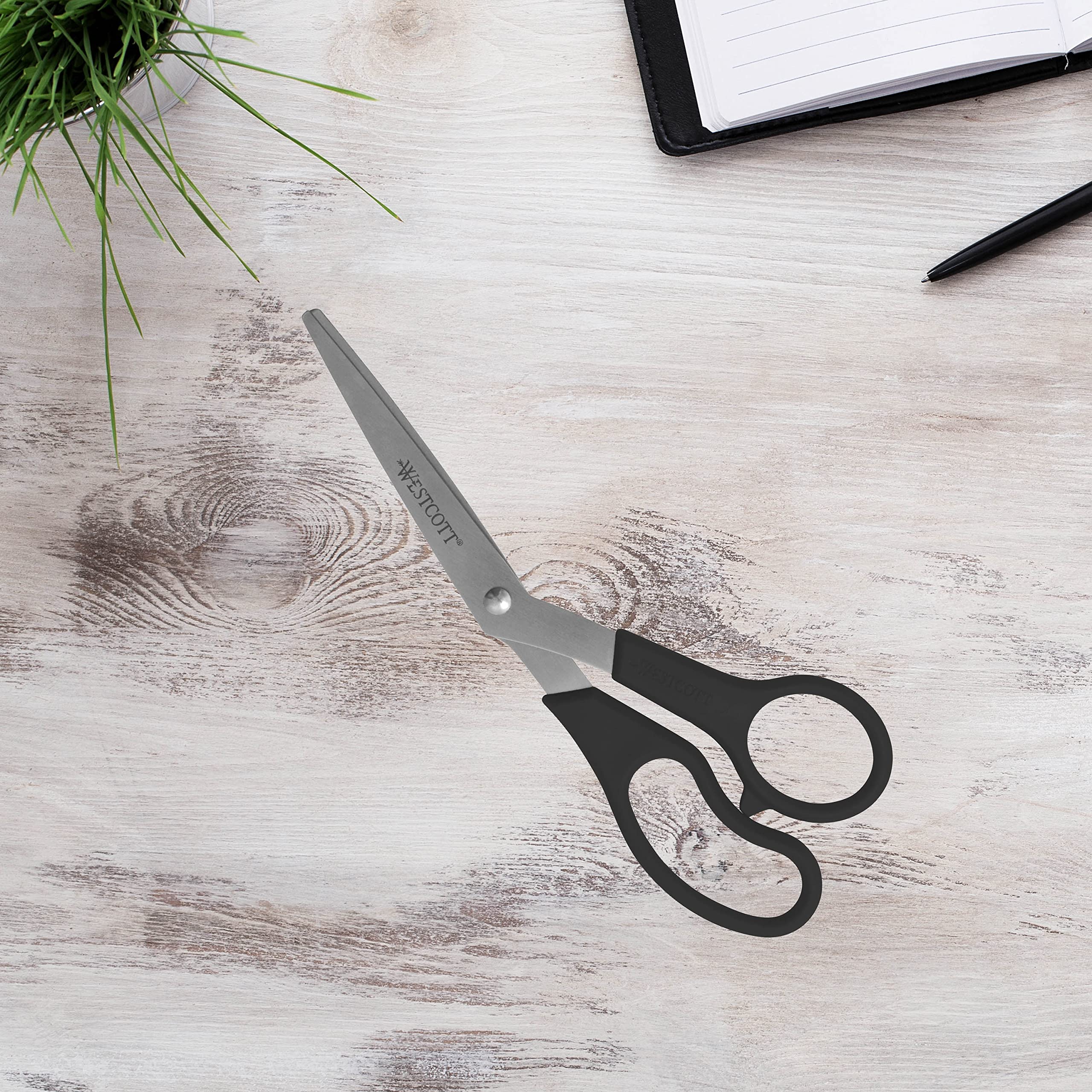 Westcott 8" All-Purpose Scissors (3-Pack) – Bent Stainless Steel Blades, Black