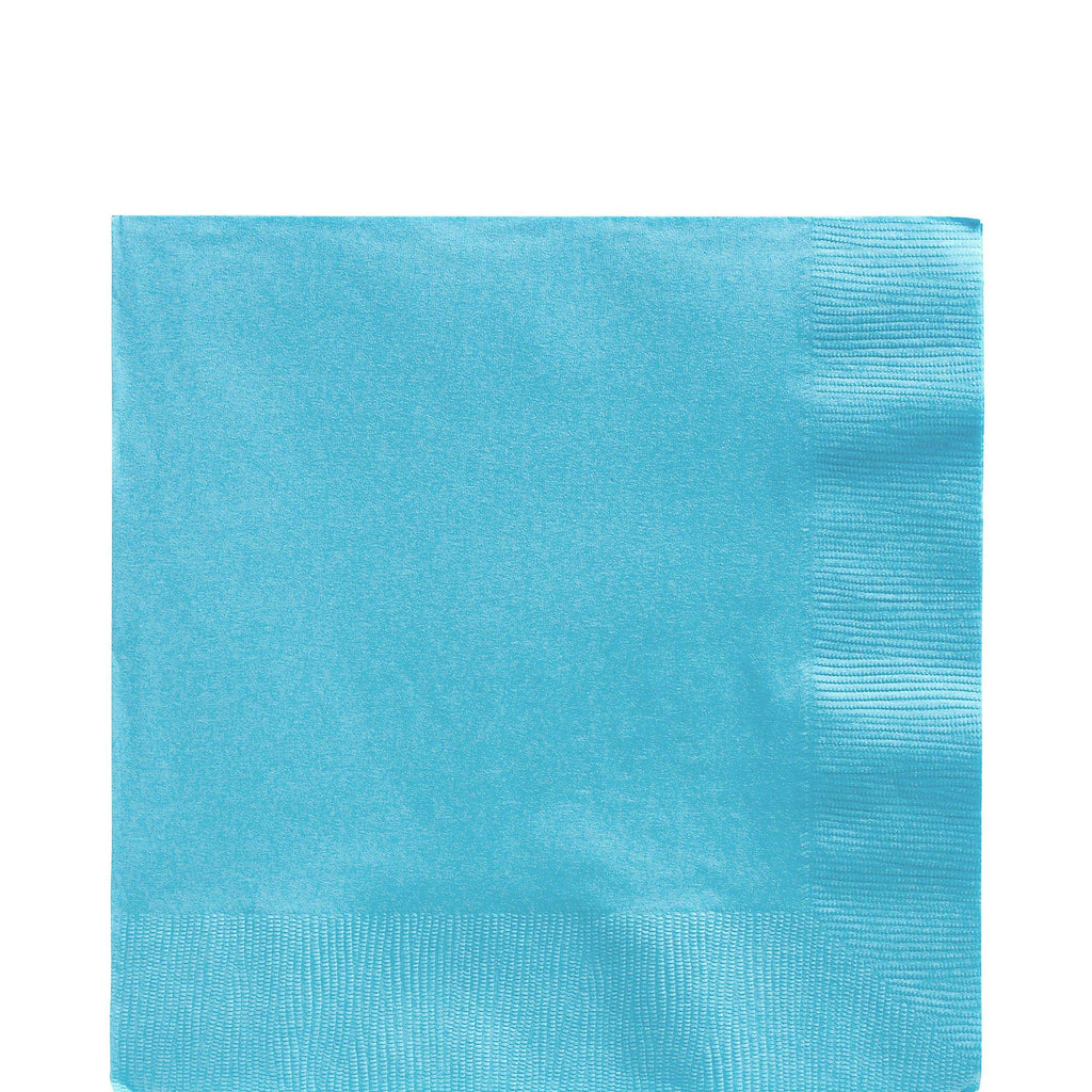 Amscan Caribbean Blue Party Napkins - 100 Count, 2-Ply Luncheon Napkins, 6.5 x 6.5 in.