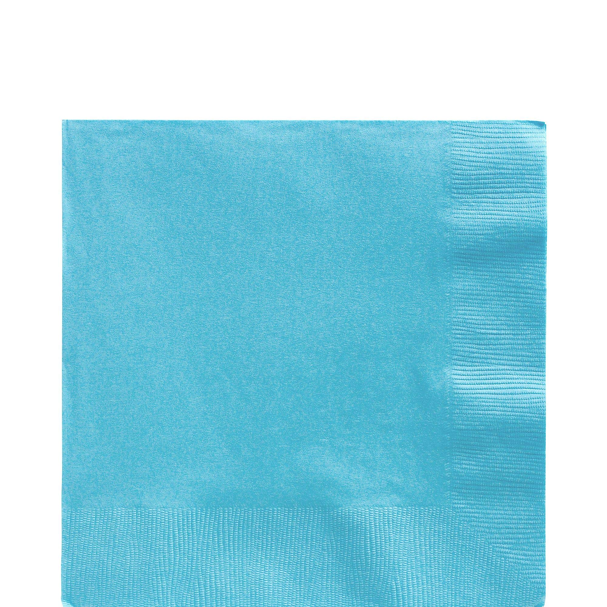 Amscan Caribbean Blue Party Napkins - 100 Count, 2-Ply Luncheon Napkins, 6.5 x 6.5 in.