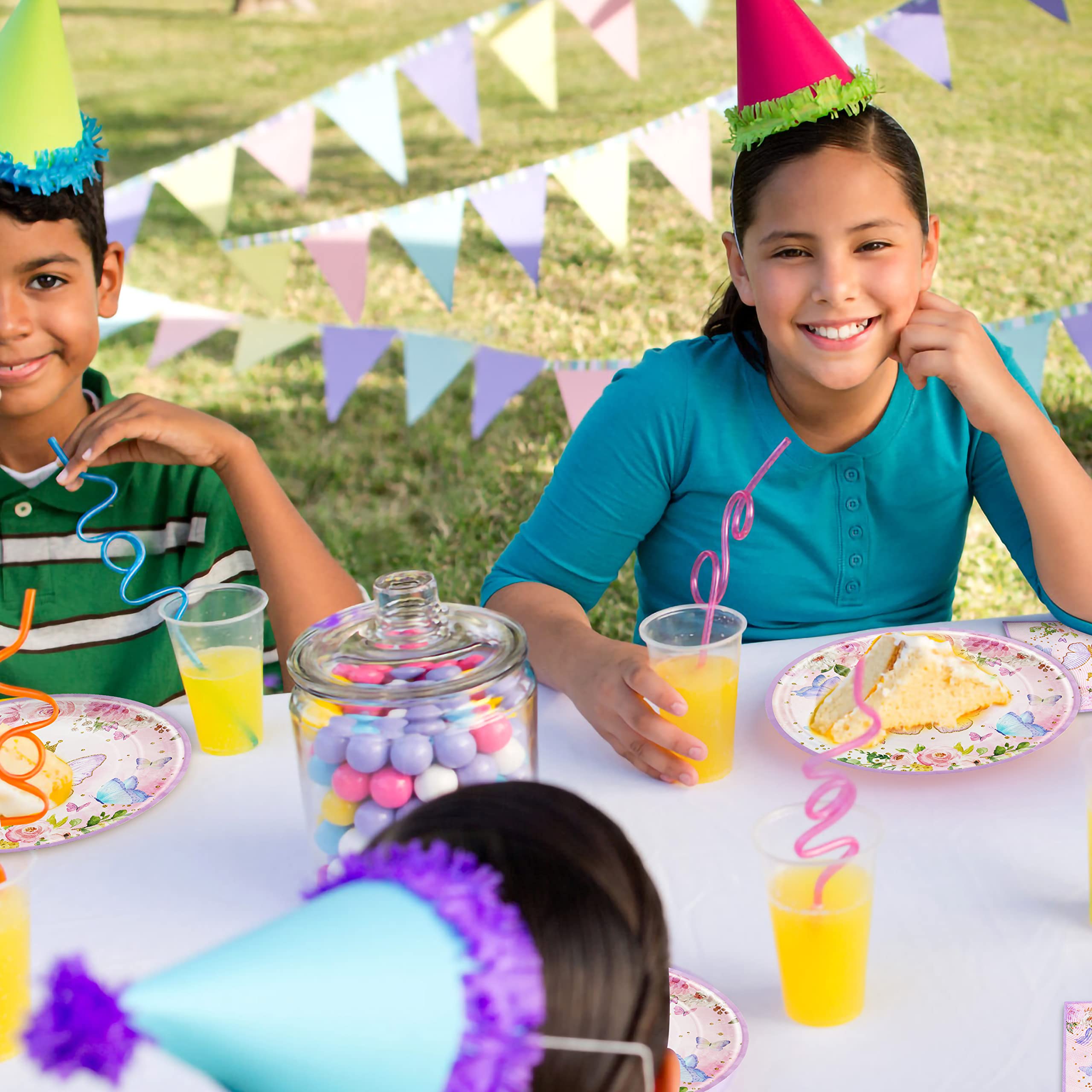 96-Piece Butterfly Birthday Party Tableware Set – Disposable Plates, Napkins, Forks for 24 Guests