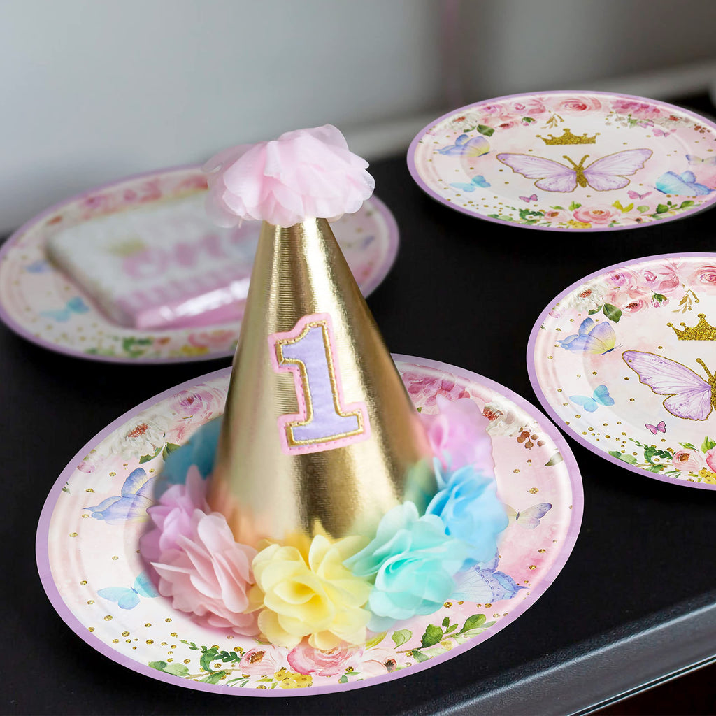 96-Piece Butterfly Birthday Party Tableware Set – Disposable Plates, Napkins, Forks for 24 Guests