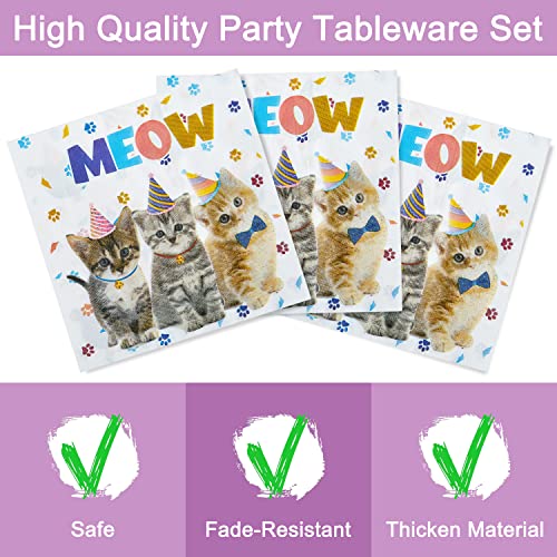 96-Piece Cat Birthday Party Tableware Set – Disposable Plates, Napkins, Forks for 24 Guests | Fesciory