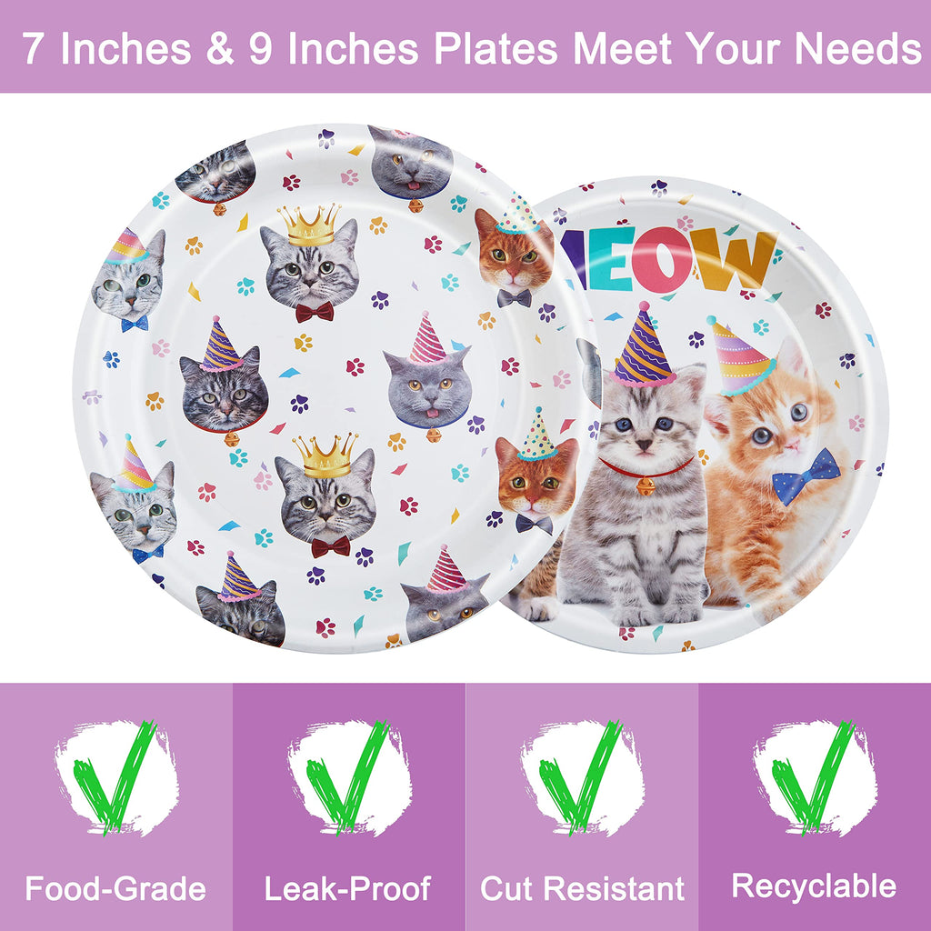 96-Piece Cat Birthday Party Tableware Set – Disposable Plates, Napkins, Forks for 24 Guests | Fesciory