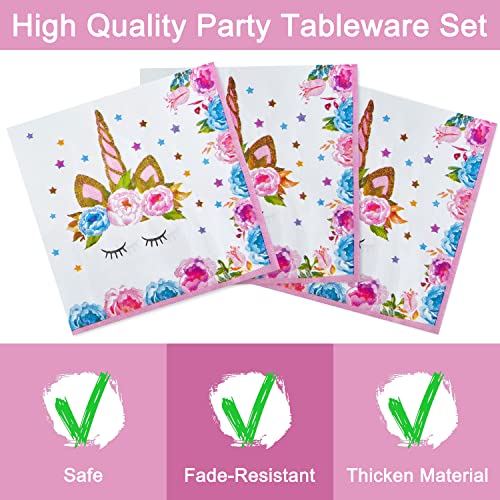 96-Piece Horned Horse Birthday Party Tableware Set for 24 Guests – Plates, Napkins, Forks