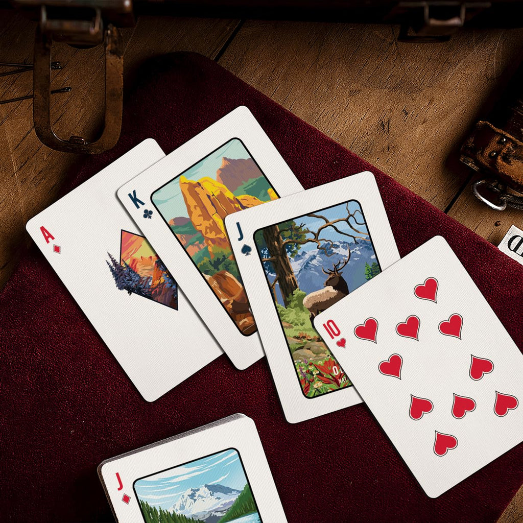 99FOX National Parks Playing Cards – Premium Black Core Deck with Linen Texture