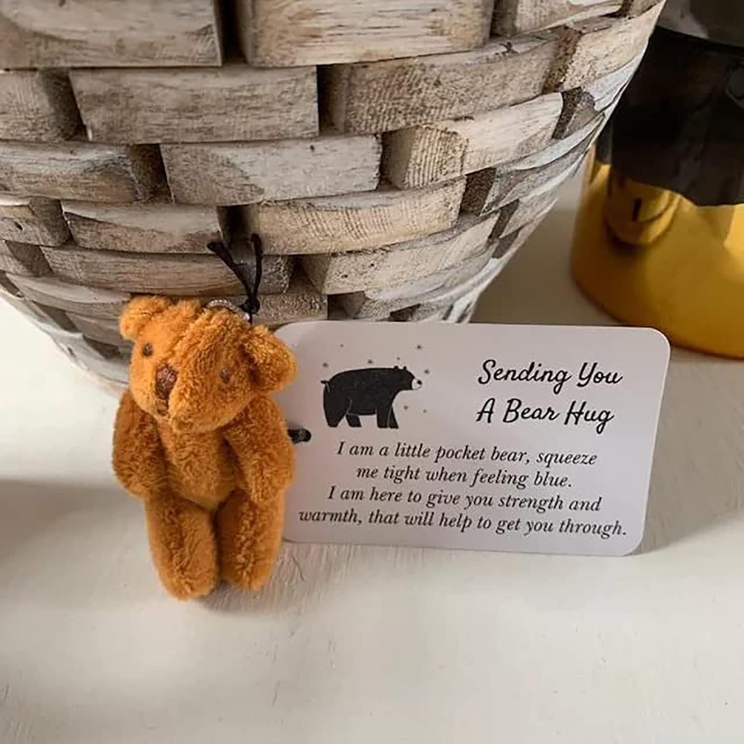 A Little Pocket Bear Hug - Mini Bronze Plush with Hug Token Card, Emotional Support Gift for Graduation Birthday