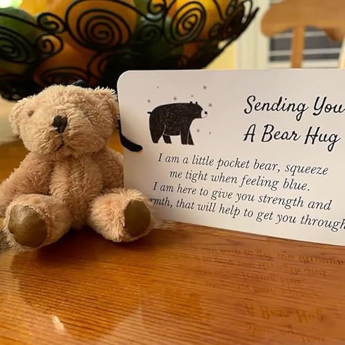 A Little Pocket Bear Hug - Mini Bronze Plush with Hug Token Card, Emotional Support Gift for Graduation Birthday