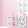 A5 Reusable Sticker Book - 140 Pockets + 100 Blank Pages, Pink PU Leather Organizer for Sticker Lovers