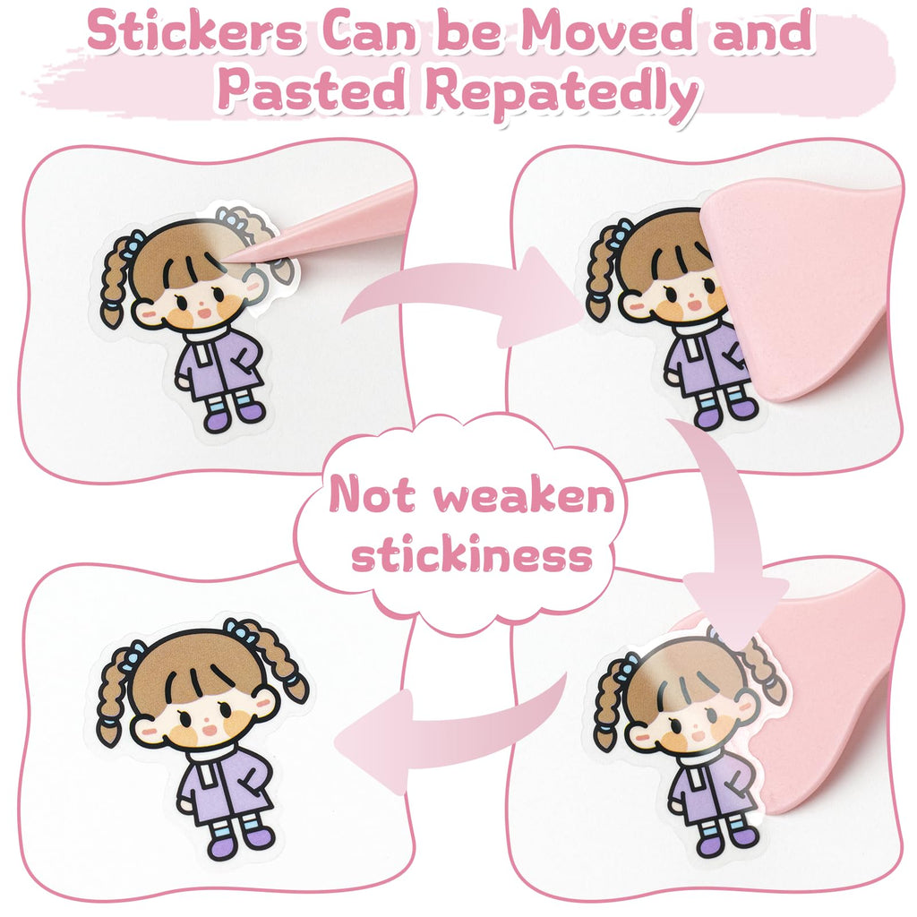 A5 Reusable Sticker Book - 140 Pockets + 100 Blank Pages, Pink PU Leather Organizer for Sticker Lovers
