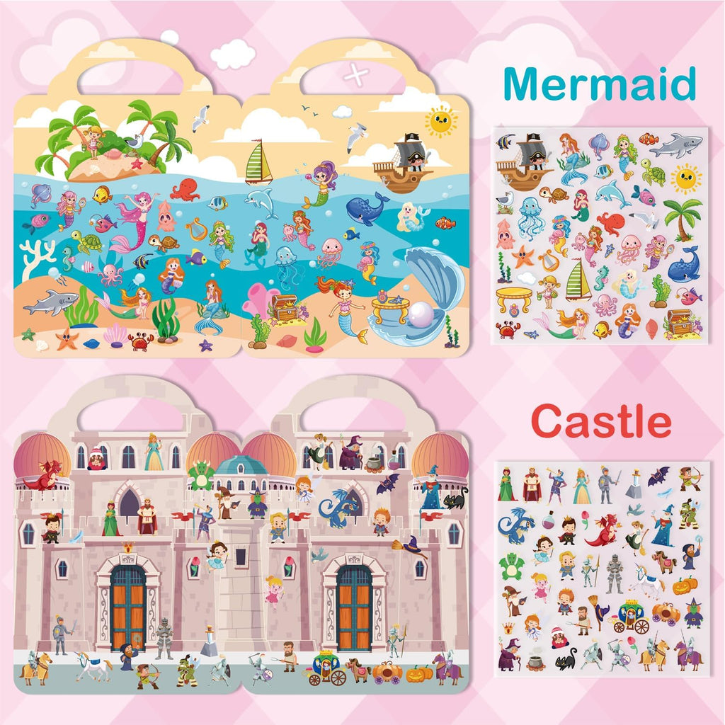 Aannanl Dress Up Reusable Sticker Books for Toddlers – 6 Themed Puffy Sticker Activity Books with 300+ Stickers