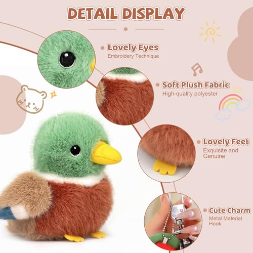 ABEARCAR 4.7-Inch Mallard Duck Stuffed Animal – Realistic Plush Toy for Kids, Keychain or Decoration