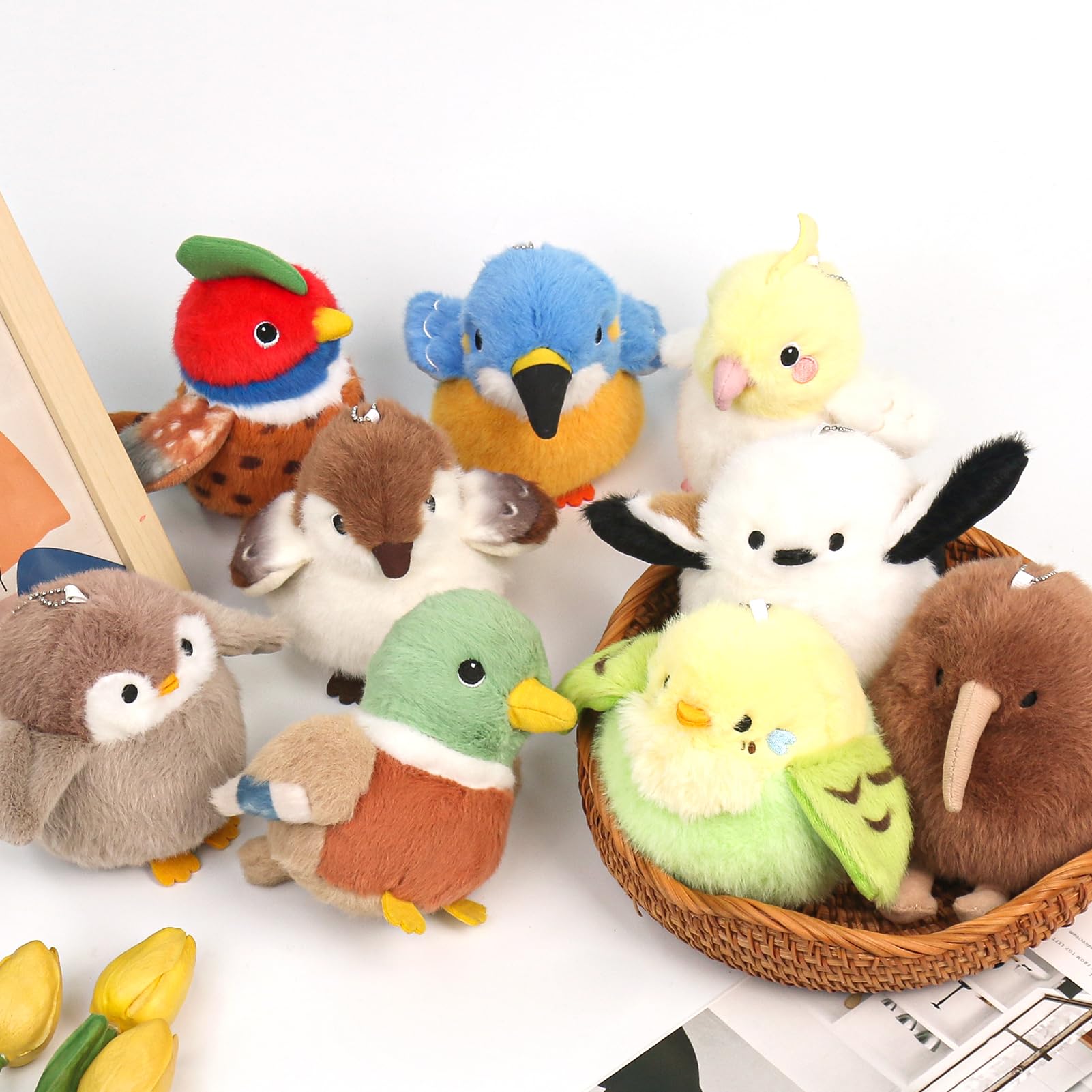 ABEARCAR Cockatiel Plush - 4.7 Inch Realistic Yellow Bird Stuffed Animal Toy