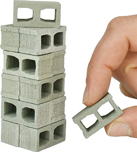 Acacia Grove 1/12 Scale Mini Cinder Blocks (12 Pack) – Real Cement for Dioramas & Dollhouses