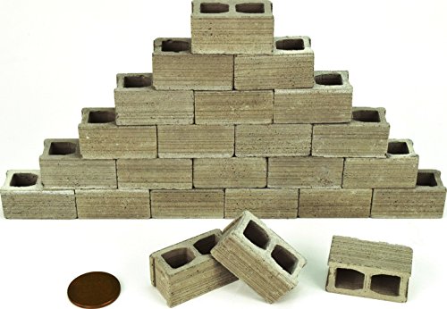 Acacia Grove 1/12 Scale Mini Cinder Blocks (12 Pack) – Real Cement for Dioramas & Dollhouses