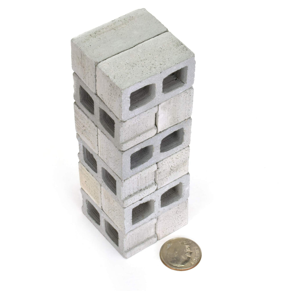 Acacia Grove 1/12 Scale Mini Cinder Blocks (12 Pack) – Real Cement for Dioramas & Dollhouses