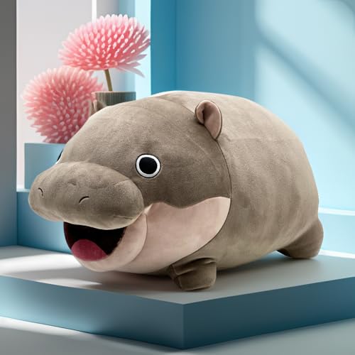 Acgtrick 9-Inch Moo Deng Pygmy Hippo Plushie - Soft Stuffed Animal Pillow for Kids and Adults