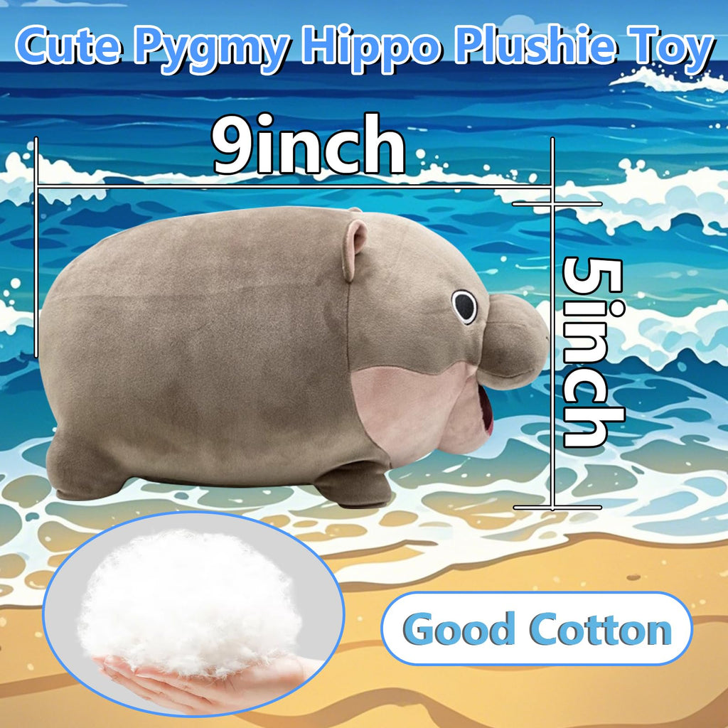 Acgtrick 9-Inch Moo Deng Pygmy Hippo Plushie - Soft Stuffed Animal Pillow for Kids and Adults