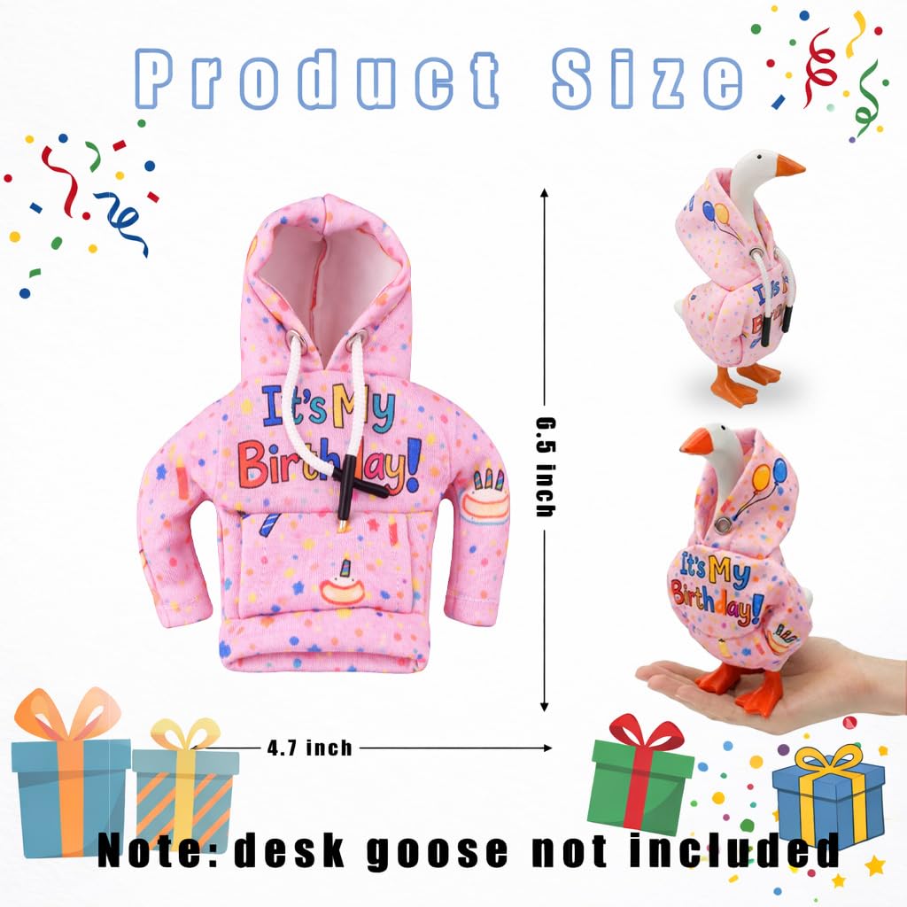 ACHREPLA Birthday Hoodie for 7" Magnetic Desk Goose - Soft, Machine Washable Costume