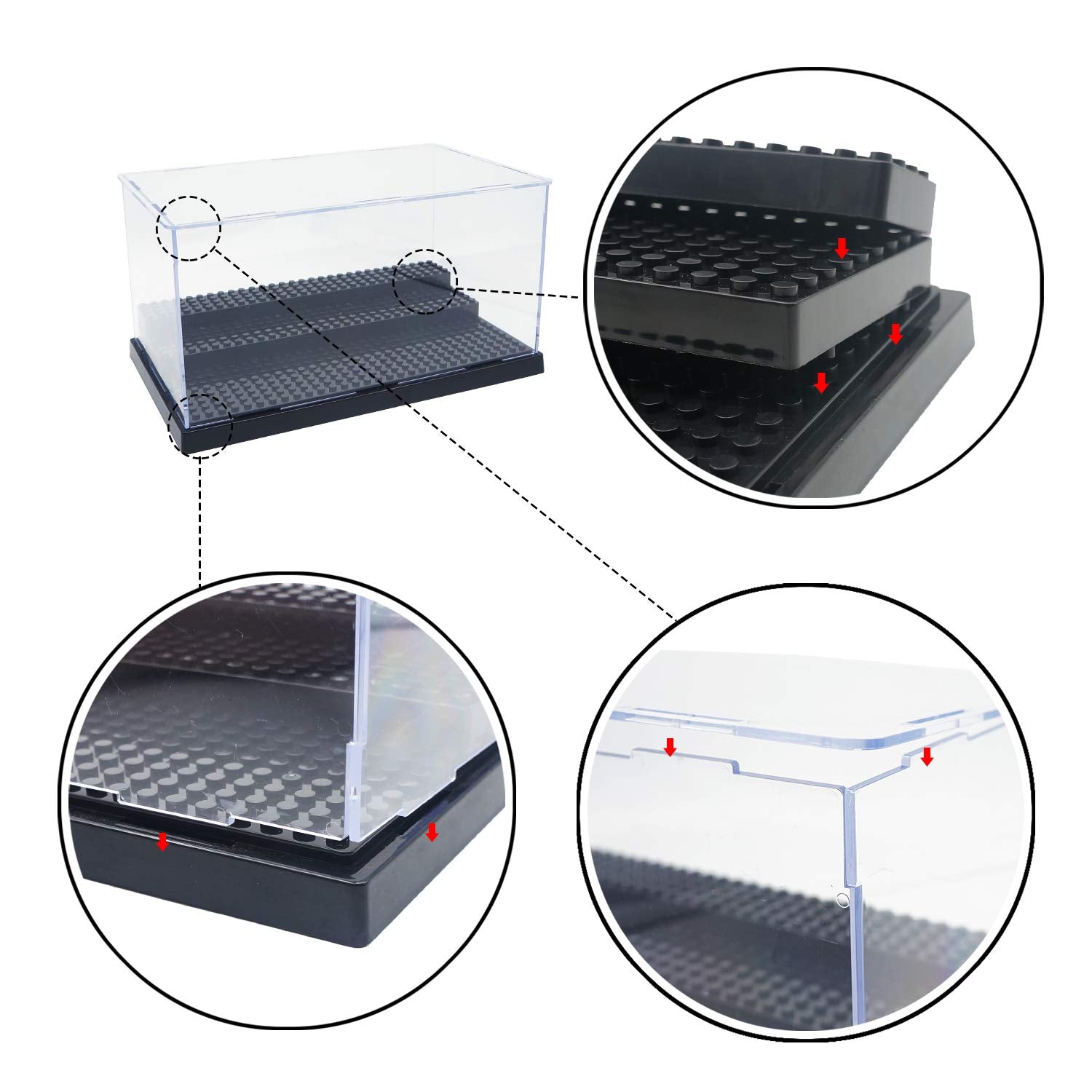Acrylic Minifigure Display Case – Holds 35 Figures, Dust-Proof & Stackable (Black)