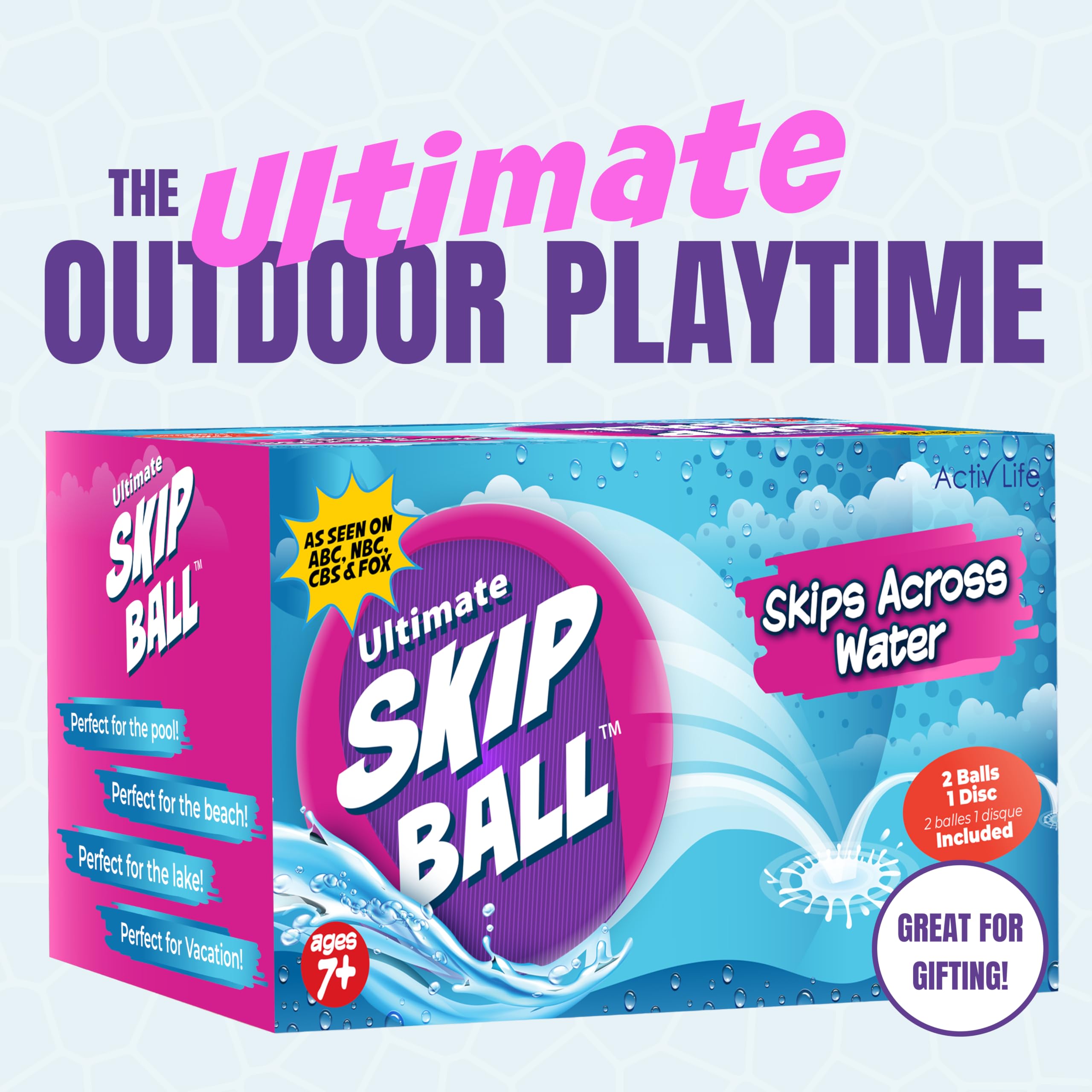 Activ Life Ultimate Water Skip Ball – Bouncing Beach Toy for Pool & Family Fun