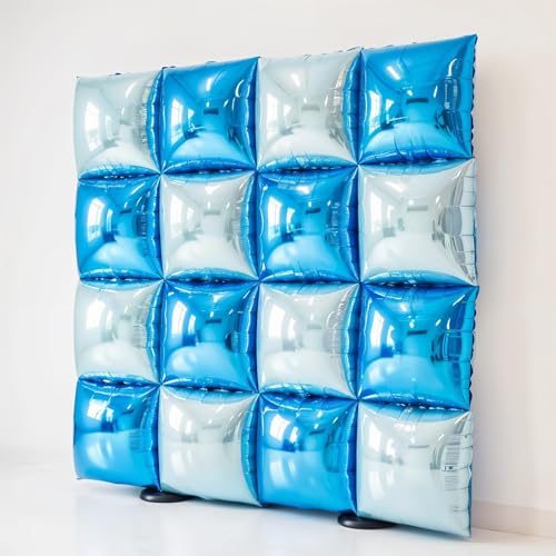 Adorely 25-Pack 19-Inch Blue Square Foil Balloons – Double-Sided Hot Pink & Pearl Pink Balloon Wall Kit for Party Decor