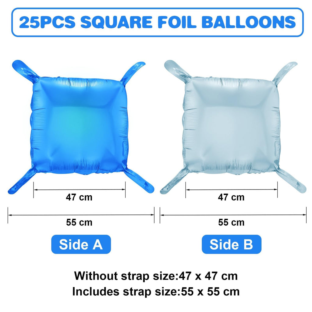 Adorely 25-Pack 19-Inch Blue Square Foil Balloons – Double-Sided Hot Pink & Pearl Pink Balloon Wall Kit for Party Decor