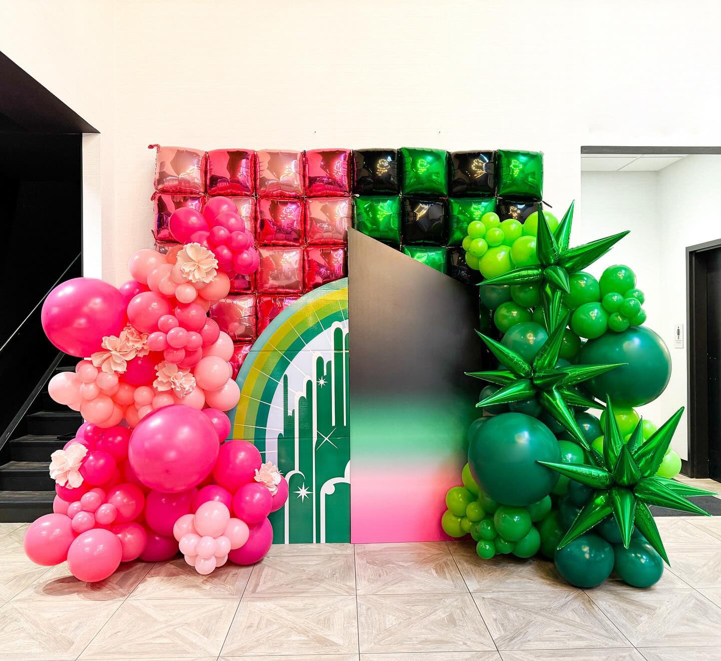 Adorely 25-Piece Double-Sided Hot Pink Square Foil Balloon Wall Kit - 19-Inch Party Backdrop for Valentine's Day, Birthdays, and More