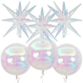 Adorely 6-Pack Iridescent Foil Balloons - 22 Inch Clear 4D Round and Explosion Star Balloons for Party Decor