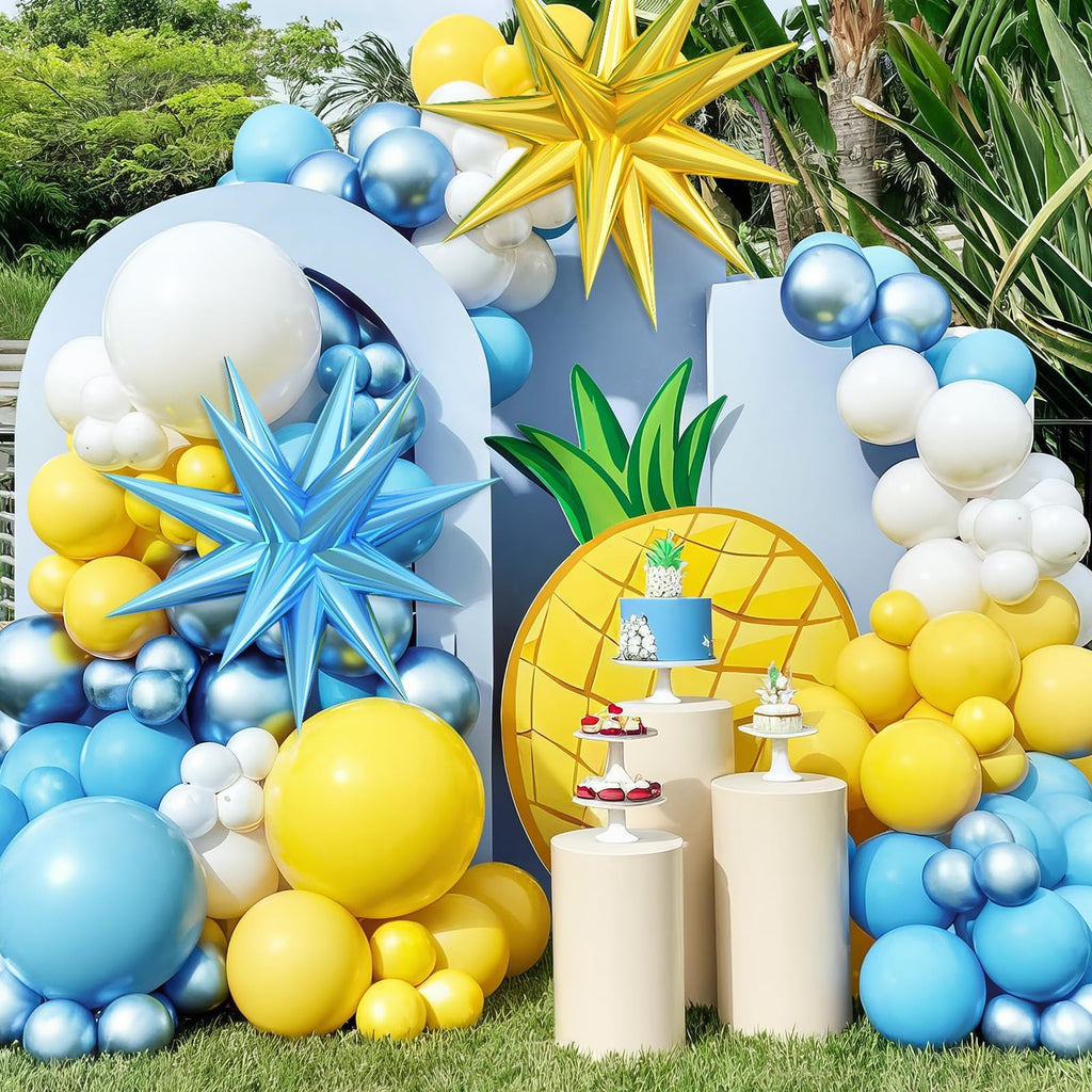 Adorely Blue and Yellow Balloon Arch Kit with Explosion Star Balloons – Cartoon Theme Party Garland for Boys Girls Birthday Baby Shower