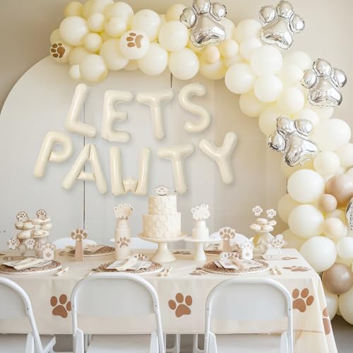 Adorely Cream White Let's Pawty Balloon Banner 40 Inch – Pet Birthday Decor