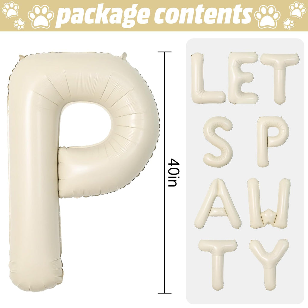 Adorely Cream White Let's Pawty Balloon Banner 40 Inch – Pet Birthday Decor
