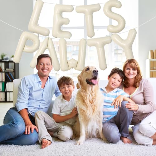 Adorely Cream White Let's Pawty Balloon Banner 40 Inch – Pet Birthday Decor
