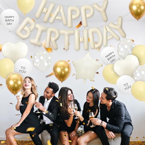 Adorely Pastel Yellow Birthday Balloon Set – 25 Count with Heart & Star Foil Balloons