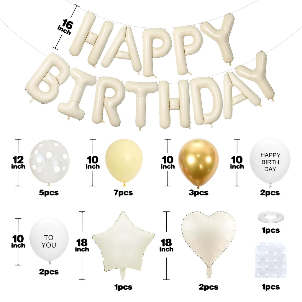 Adorely Pastel Yellow Birthday Balloon Set – 25 Count with Heart & Star Foil Balloons