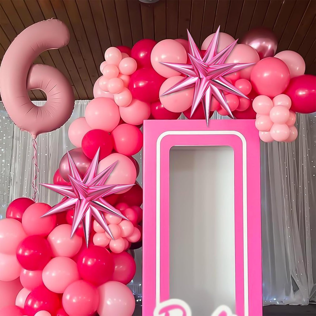 Adorely Pink Balloon Arch Kit – 94-Piece Pastel & Metallic Balloon Garland with Star Foils for Birthday Baby Shower Decorations
