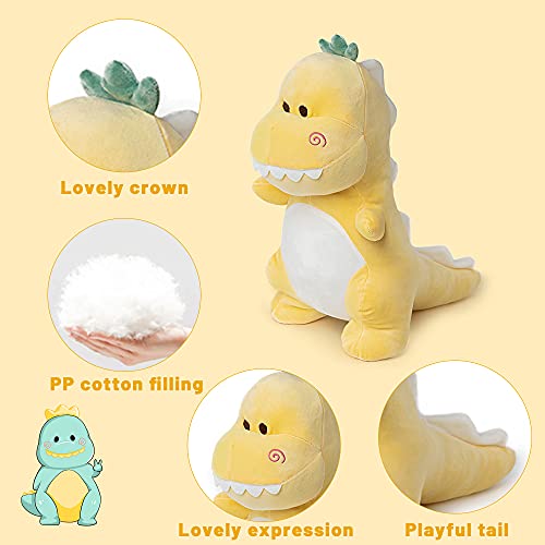 Adorlynetty 12-Inch Yellow Dinosaur Stuffed Animal - Soft Plush T-Rex Toy for Kids and Toddlers