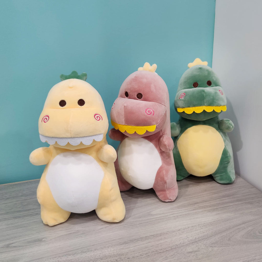 Adorlynetty 12-Inch Yellow Dinosaur Stuffed Animal - Soft Plush T-Rex Toy for Kids and Toddlers