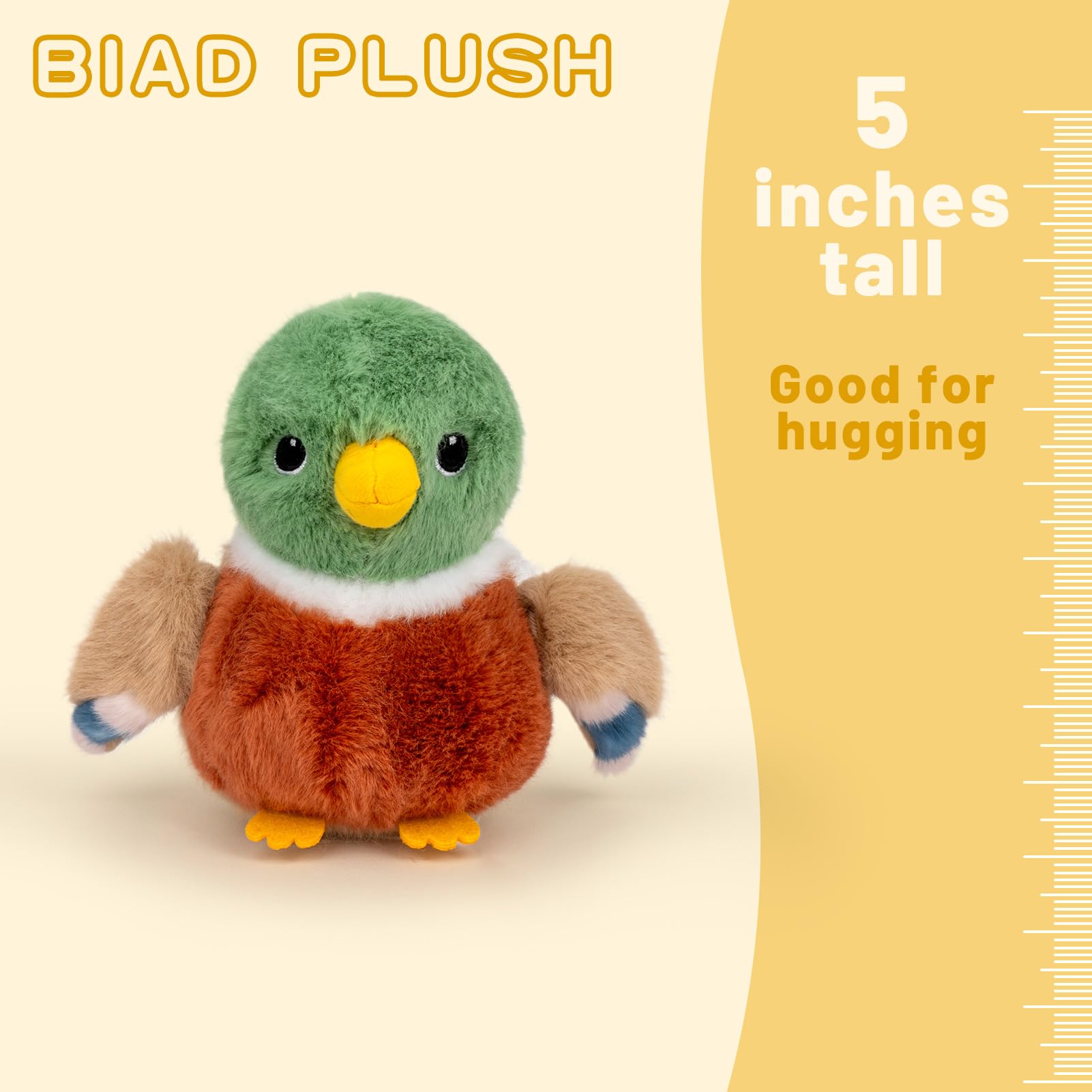 Adorlynetty Mallard Duck Stuffed Animal – 5 Inch Realistic Plush Toy, Cute Little Bird Plushie for Kids and Friends