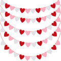 ADXCO 5-Pack Felt Heart Garland – Pre-Assembled Valentine's Day Decor with 60 Red, White, and Pink Hearts