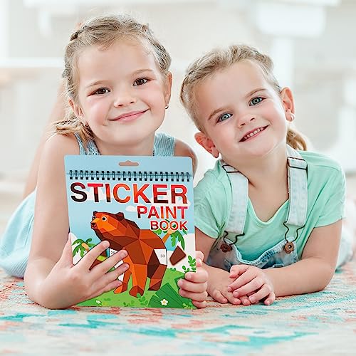 AEAHALY Paint by Sticker Books for Kids Ages 4-8 – Reusable Sticker Set with Dinosaur, Ocean, Animal, Ice Cream, and Donut Themes (3-Pack)