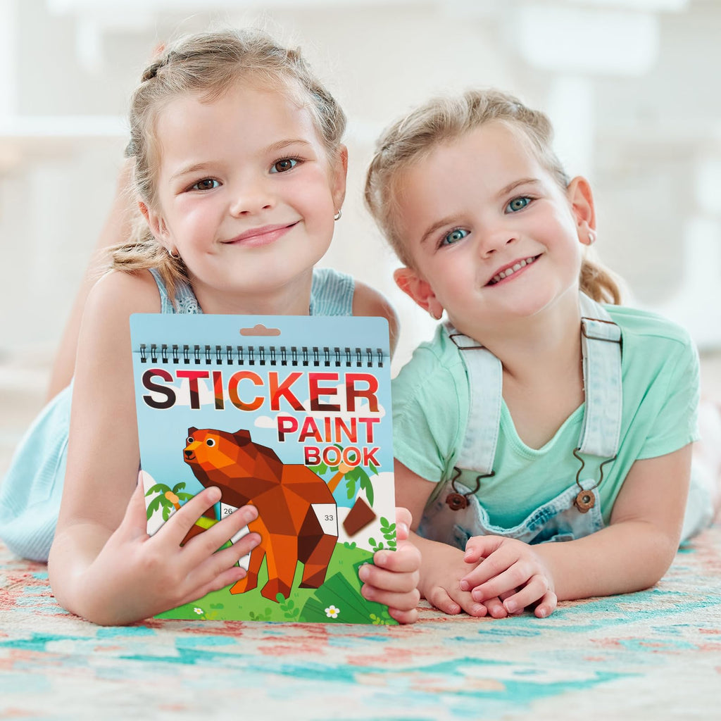 AEAHALY Paint by Sticker Books for Kids Ages 4-8 – Reusable Sticker Set with Dinosaur, Ocean, Animal, Ice Cream, and Donut Themes (3-Pack)