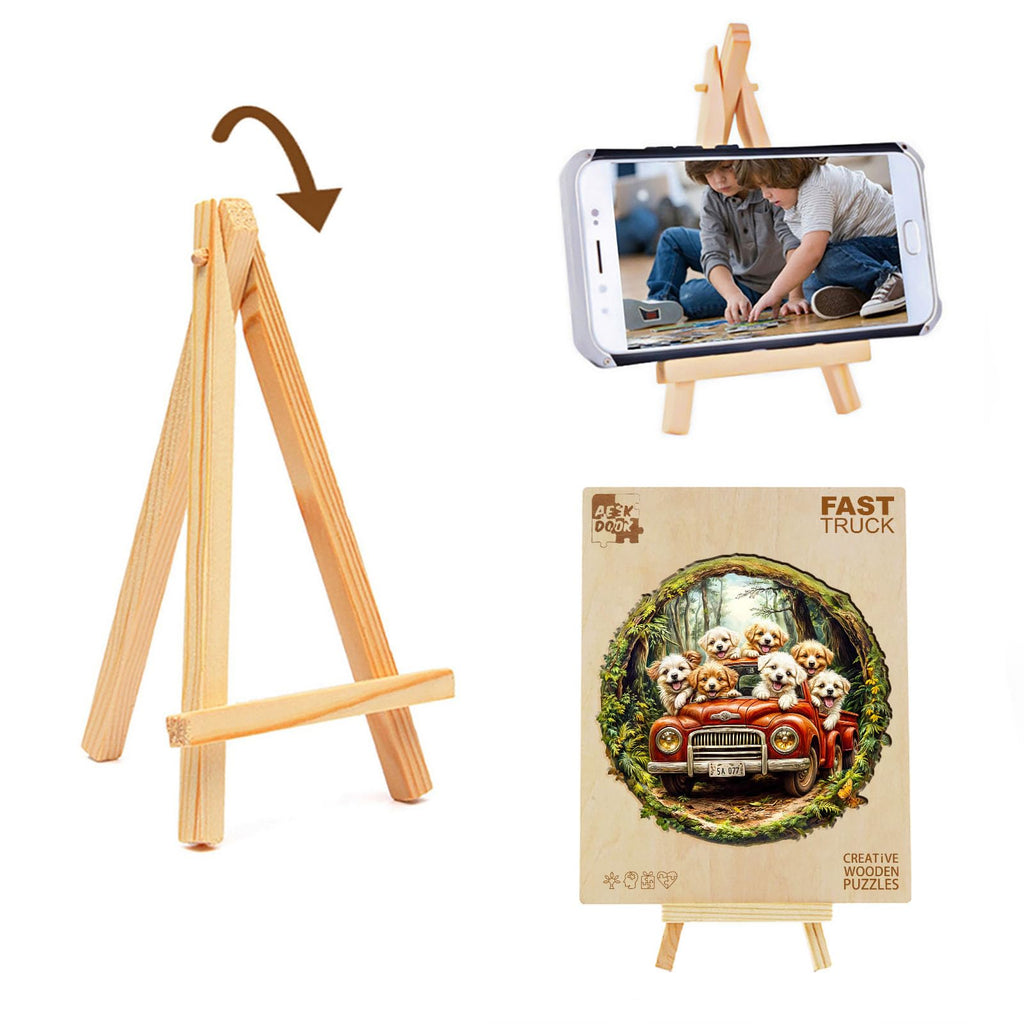 Aeekdook Round Wooden Jigsaw Puzzle: 100-Piece Dog Scene with Unique Animal Shapes, 8.5x8.5 Inches