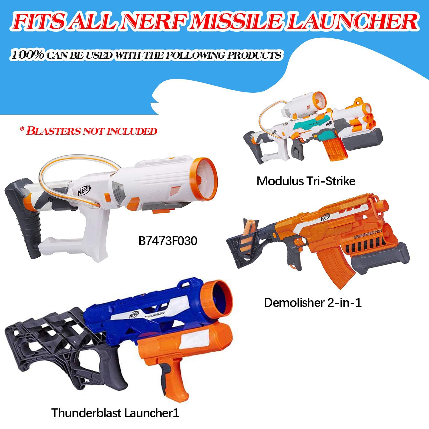 Aevdor 6-Pack Foam Mega Missile Refill Darts for Nerf N-Strike Elite Blasters