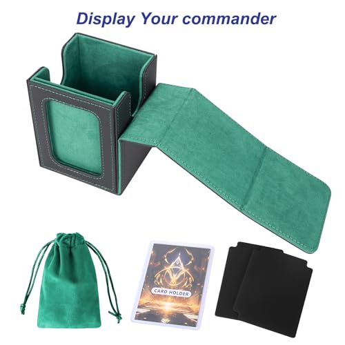 AFIING Commander Deck Box – Holds 100 Double-Sleeved Cards with Side Window and Dice Bag
