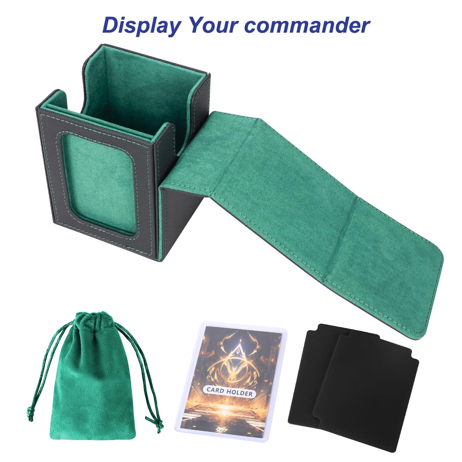 AFIING Commander Deck Box – Holds 100 Double-Sleeved Cards with Side Window and Dice Bag