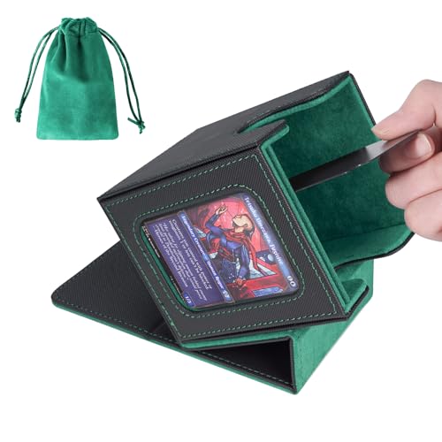 AFIING Commander Deck Box – Holds 100 Double-Sleeved Cards with Side Window and Dice Bag